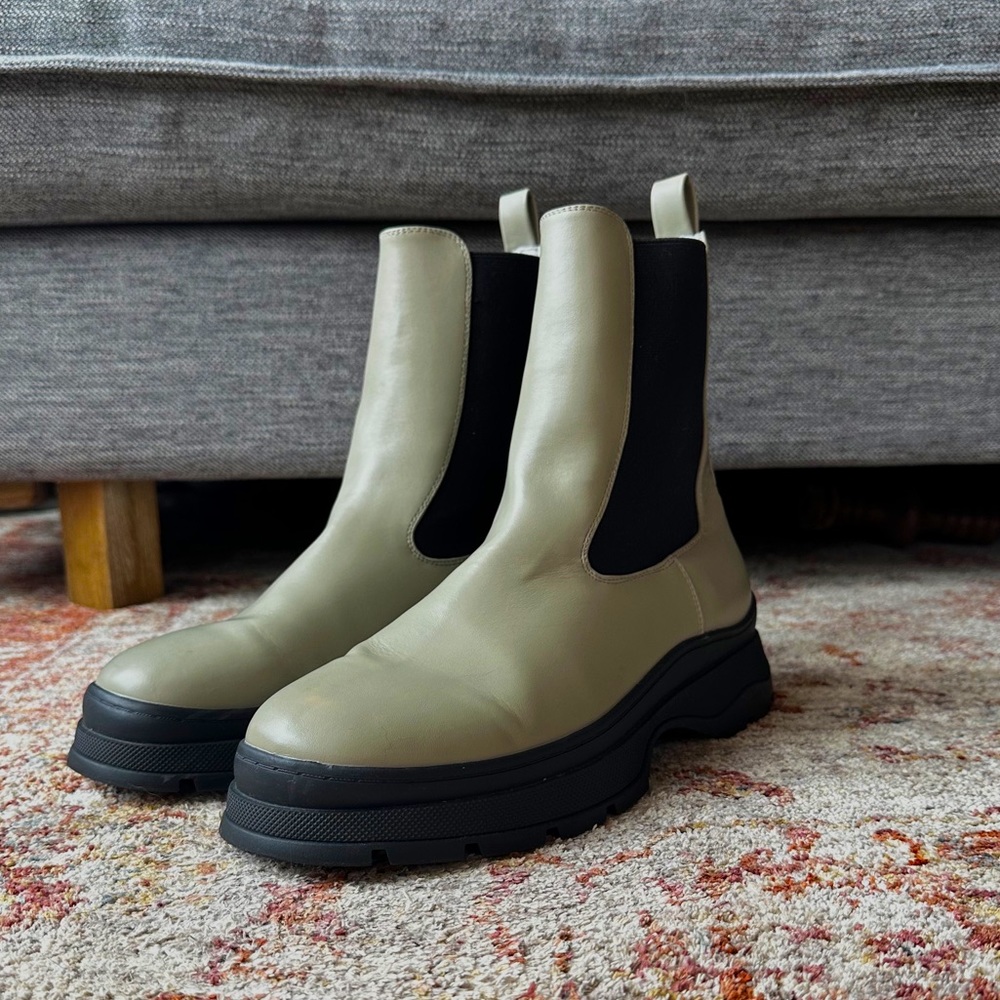 Primark Sage Green Pull on Chunky Chelsea Boots